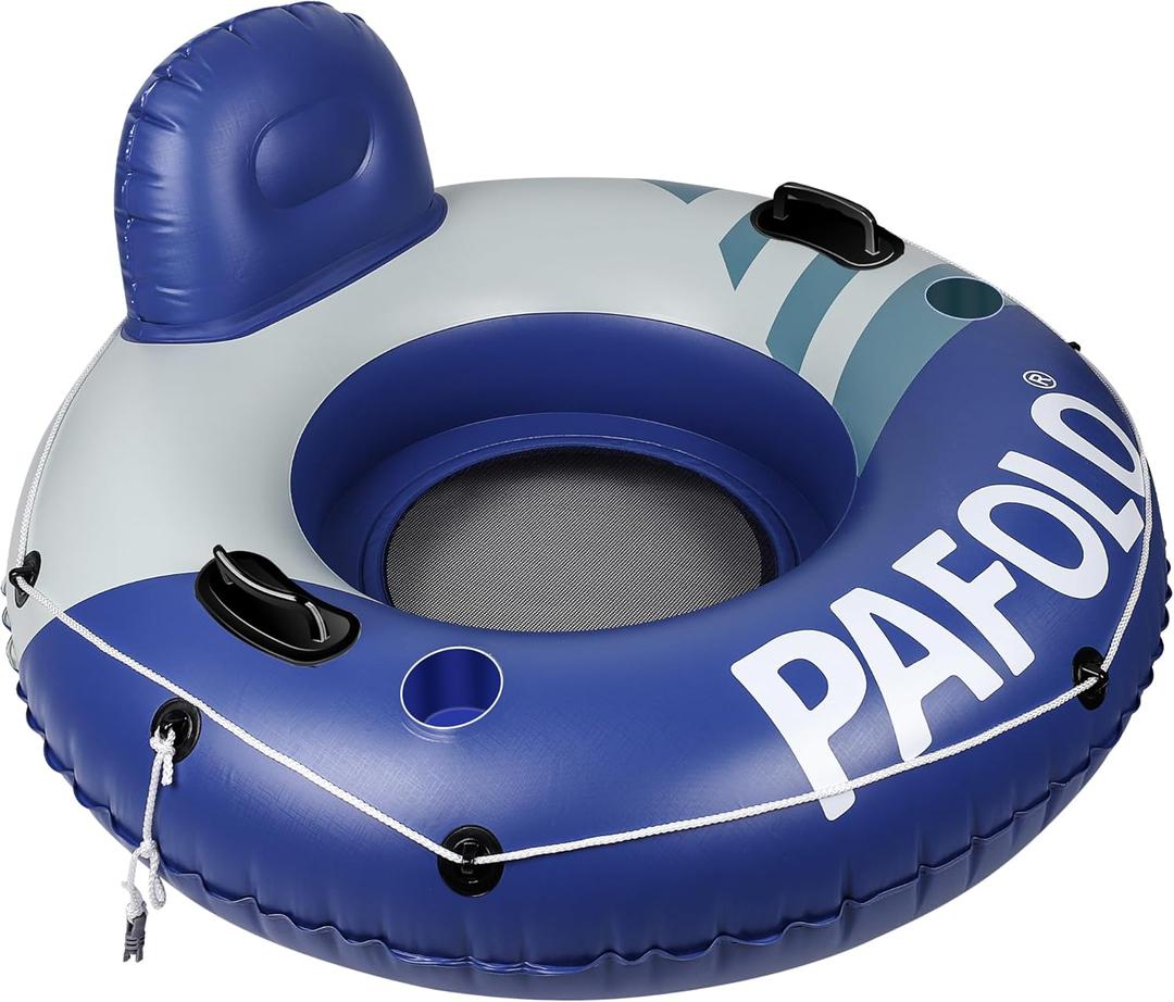 River Tubes for Floating Heavy Duty, Pool Float Adult, 53" Inflatable Float Tube for Beach Lake Rafting, River Floats with Mesh Bottom (Blue)