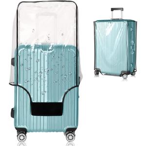 Suitcase Covers for Luggage TSA Approved Clear PVC Luggage Protector Cover, Thick Transparent Waterproof Sleeve with Large Hook and Loop Closure, Fits 26" Wheeled Suitcases