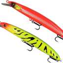 Minnow Jerkbaits with Hooks, Topwater Floating Hard Plastic Fishing Lures for Halibut & Striper, Realistic Lifelike Freshwater Saltwater Lures