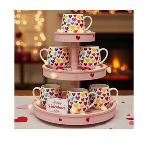 Layhit 6 Pcs Valentine's Day Coffee Mugs 12 oz Valentine Ceramic Mugs Bulk Cute Couple Cups Set for Anniversary Wedding Engagement Birthday Couple Gifts Mom Girlfriend (Heart)