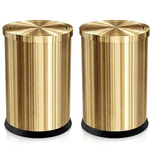Geetery 2 Pack Gold Bathroom Trash Can with Swing Lid, 2.4 Gallon