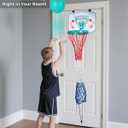 Basketball Hamper Toy for Kids  Fun Over-the-Door Laundry Hoop with Ball  Build Good Habits Early & Keep the Floor Tidy(Green)