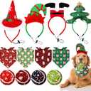 Frienda 4 Set 12 Pcs Christmas Dog Costume Accessory Include Dog Bandanas Triangle Scarf, Adjustable Pet Headband, Squeaky Tennis Pet Balls for Xmas Outfit Supplies
