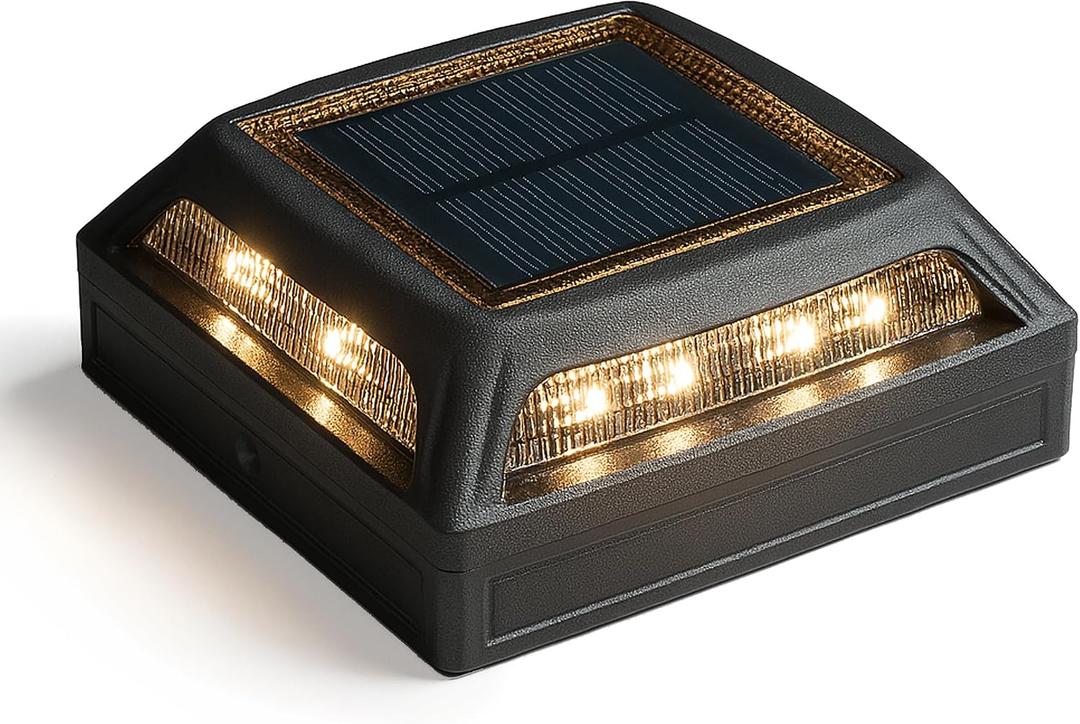 Classy Caps Muskoka Universal Solar Light, SLD505B, Warm and Cool Light Modes, Fits 3.5x3.5 & 4x4 Posts, Black Aluminum, Solar-Powered, Auto On, Durable Design, Ideal for Posts, Paths, Gardens, 4.75 x 4.75 x 1.75