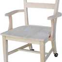 IC International Concepts, Solid Wood Dining Chair with Casters, Unfinished, 225lbs wt capacity, Solid Real Wood, Sturdy Parawood, DIY, Paint/Stain Ready, Unfinished, 24.4"W x 22"D x 35"H
