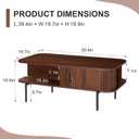VECELO Coffee Table,40" Mid Century Coffee Tables with Open Storage Shelf,Fluted Table with Sliding Tambour Door,Farmhouse Wooden Tables Center Table for Living Room,Home Office,Walnut Brown, 39.37"L x 19.69"W x 15.75"H