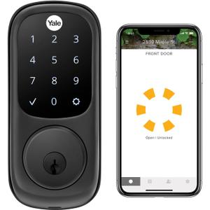 Yale Assure Lock Touchscreen Deadbolt with Wi-Fi, Black Suede Yale Access App control, Auto-relock and auto-unlock, Alexa/Google/Siri compatible, Fits doors 1-3/4 in to 2-1/4 in thick, Black Suede