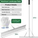 Aluminum Landscape Rake,Landscape Rake 36",Leaf Rake Tool for Loosening Soil,Lawn Care,Weeding Lake,Garden,Pond,Beach Landscaping(36" Head X 67" Handle)