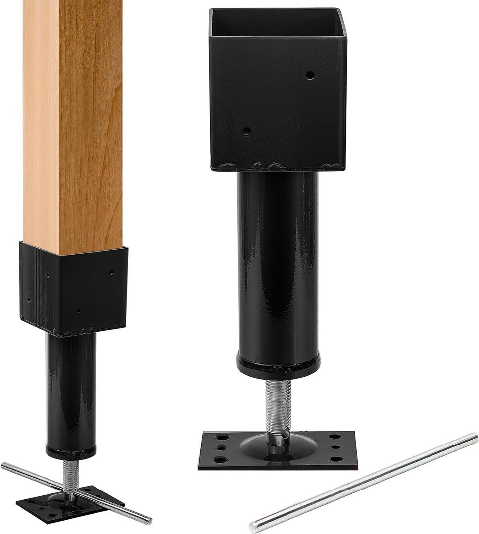 Lasnten 2 Pcs 4.5x4.5 Screw Jack Post 14.5" - 18.5" Height Range 24700 lbs Load Capacity Adjustable Temporary House Jacks for Leveling Flooring Basement Shore Beams Foundation Repair(Black)