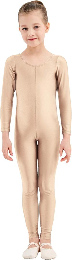 speerise Girls Unitards Gymnastics Long Sleeves Full Body Toddler Ballet Leotards for Kids Costumes (Medium, Flesh)