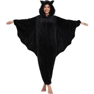 Adult Onesie Pajamas Animal One Piece Costume Halloween Cosplay for Women Men (Medium, Bat)