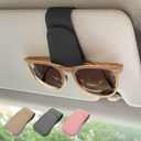 2 Pack Magnetic Leather Sunglass Holder, Eyeglass Hanger Clip for Car Sun Visor, Suitable for Different Size Eyeglasses(Black, 2 Pack)