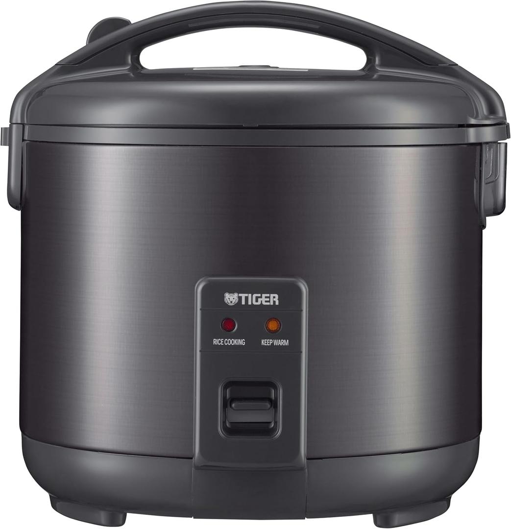 Tiger JNP-S18U-KY 10 Cup Capacity White Rice Cooker with Non-Stick Inner Pot, Retractable Power Cord, and Keep Warm up to 12 hours (Obsidian Black)
