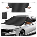 Car Windshield Ice Snow Cover with Magnetic Edges, Heavy Duty Oxford Fabric Windscreen Protector Cover with Side Mirror Covers, Winter Waterproof Frost Cover for Car Truck SUV RV (Orange)