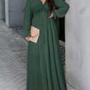 BLENCOT Womens Casual Boho Floral Printed V Neck Long Sleeve Long Maxi Dress Spring Summer Dresses (Green, L)
