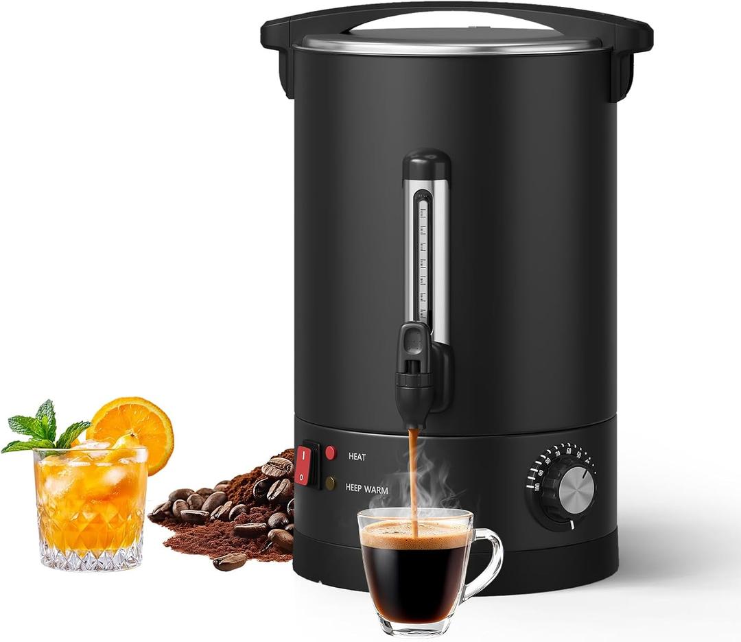 Garvee 12 L/80 Cups Coffee Urn-3.2 gal Double Wall Commerical Coffee Maker for Buffet Catering Wedding Gathering,Large Capacity Hot Coffee Dispenser,Stainless Steel Hot Water Urn-Black
