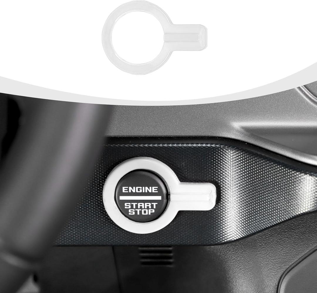 for Bronco Push Start Button Cover, Engine Start Stop Button Trim Compatible with 2021-2025 Ford Bronco Interior Accessories, White