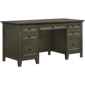 Intercon San Mateo Home Office 62" Wide Executive Desk with 7 Drawers, Gray Furniture
