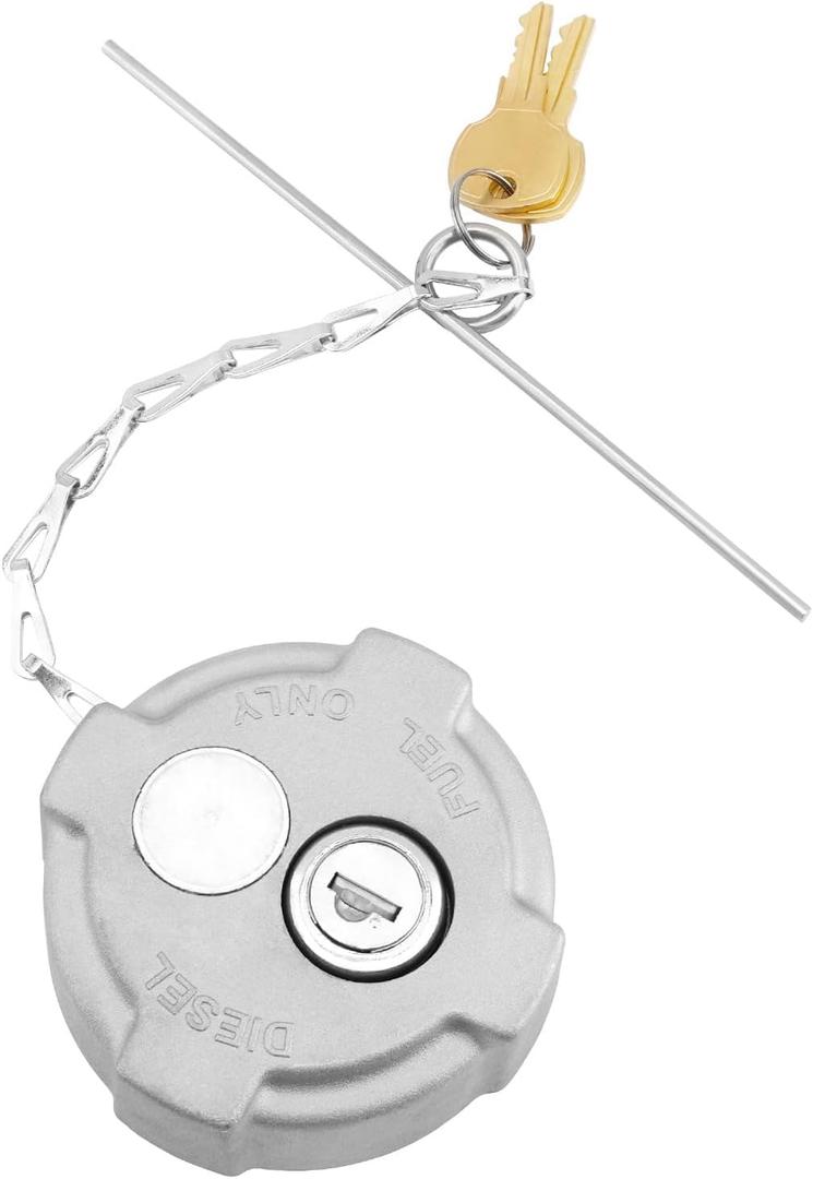 2 3/8" Locking Diesel Fuel Cap Compatible with 2002 and Up Freightliner M2 Small Semi Box Trucks, Replace# FTA-C-13, With Rubber Seal Ring Safety Chain and 2 Keys