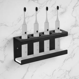 Wall Mounted Electric Toothbrush Holder, 4 Slots Toothbrush Stand with Diatomite Dish, Toothbrush Rack Compatible with AquaSonic Black Series, Kingheroes Sonic, Oral-B (Black)