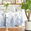 Horaldaily Spring Summer Tablecloth 70×70 Inch Round, Wild Flowers Floral Blue Washable Seasonal Table Cover for Party Picnic Dinner Decor