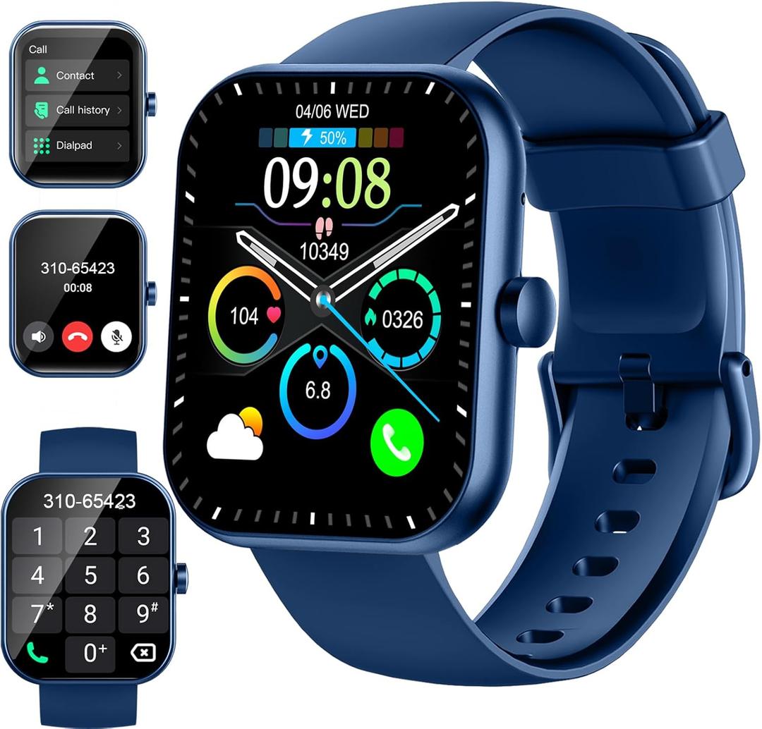 Smart Watch for Men Women(Answer/Make Call), 1.96" HD Smartwatch 2025 Fitness Watch with 110+ Sport Modes/Heart Rate/Sleep Monitor/Pedometer, IP68 Waterproof Fitness Activity Tracker for Android iOS