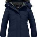 ZSHOW Girls' Waterproof Puffer Jacket Lightweight Fleece Lined Warm Winter Coat(Dark Blue,14-16/Big Kid)