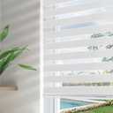 Joydeco Cordless Zebra Blinds for Windows, Dual Layer Free-Stop Zebra Shades Privacy Light Control for Day and Night, Light Filtering Sheer Blinds for Indoor Windows, Home (35" W X 75" H, White) (35" W x 75" H Ready Made, Off-white)
