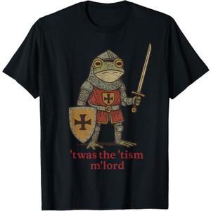 Funny T'was The 'Tism M'Lord Medieval Knight Frog tsim T-Shirt. XL Size