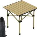 Portable Camping Table Foldable, Folding Outdoor Picnic Table, Lightweight Carbon Steel Roll-up Camping Desk with Carry Bag, Heavy Duty BBQ Table for Backyard Party Patio Hiking Fishing, S (Beige)