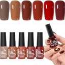 GELLEN Gel Nail Polish Brown Red, Fall Winter Gel Polish, Cure With UV Light, Glossy, No Wipe, Soak Off, Long Lasting, Non-toxic, Self-leveling, Full Coverage, For Finger Toe Nails Home Salon