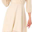 Women's Formal Prom Chiffon Dress Asymmetrical Hem Wedding Guest Wrap Cocktail Midi Dresses (Medium, Beige)