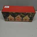 Christmas Gingerbread House Tabletop Decoration Lighted Christmas Village House Real Wax Battery Operated with Remote Flickering LED Light Christmas Village Decor for Mantel Desk Table Centerpiece