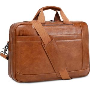 Faux Leather Messenger Bag for Men | 17-17.3 Inch Leather Mens Laptop Bag Leather Briefcasen Convertible Backpack 3 in 1 Computer Handbags Work Bag Shoulder Crossbody Bag Office | Vintage Brown, 16.9 inches x 3.9 inches x 11.8 inches