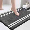 PURRUGS Bathroom Rug Non-Slip Machine Washable 20" x 30", Super Absorbent and Quick Dry Shaggy Microfiber Bath Mat, Extra Soft and Plush Bath Rug for Bathtub, Shower, and Sink, Charcoal