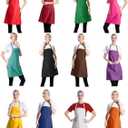 Total 12 PCS Plain Color Bib Apron Adult with 2 Front Pocket (Mixed Colour)