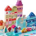 Wooden Building Blocks for Toddlers, Kids City Construction Stacking Creative Toys, Preschool Learning Education Block for Boys Girls Ages 2 3 4 5 (120 pcs)