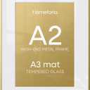 Homeforia A2 Picture Frame Gold, High End Metal 16.5 x 23.5 inches Poster Frames with Mat 11.7 x 16.5 for Photo, A2 Size Frames Matted to A3 Print, 16.5 by 23.4 Hanging Frame, Tempered Glass, Set of 1