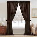 StangH 90 inch Length Brown Curtains Light Blocking Velvet Window Drapes for Dining Room, Farmhouse Rod Pocket Thermal Insulated Panels for Bedroom, W52 x L90, 2 Panels