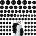 NACHLYNN 80 Pcs Cake Balls Decorations Mini Balloon Cake Topper Balls Foam Cupcake Toppers Balls for Cake Decorating Birthday Parties Weddings Anniversary (Black)