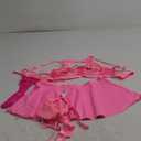 ABAFIP Women Rave Outfits Metallic Mini Skirt Cutout Crop Bra Top Choker Strappy Festival Dancewear set, Rose, L