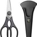Linoroso Kitchen Shears Heavy Duty Kitchen Scissors with Magnetic Holder, Dishwasher Safe Scissors All Purpose Come Apart Blade Made with Japanese Steel 4034 for Meat/Vegetables/BBQ/Herbs, Black