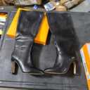 VIUGJNEX Women Knee High Boots Almond Toe Chunky Block High Heel Side Zipper Long Boots for Women (7, Black)