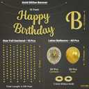 KatchOn Gold Birthday Decorations Set , Pack of 53 | Glitter Happy Birthday Banner, Gold Star Garland and Confetti Balloons Arch Kit, Happy Birthday Decorations Women, Men