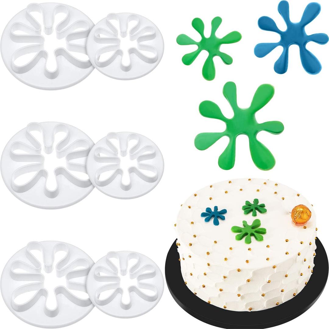 Boao 6 Pieces Paint Cookie Mold Splatter Chocolate Molds Fondant Mold for Cake Baking Cake Cupcake Topper Decoration Sugar Cookie Supplies Mini Polymer Clay Crafting Projects Kitchen DIY Baking Tools