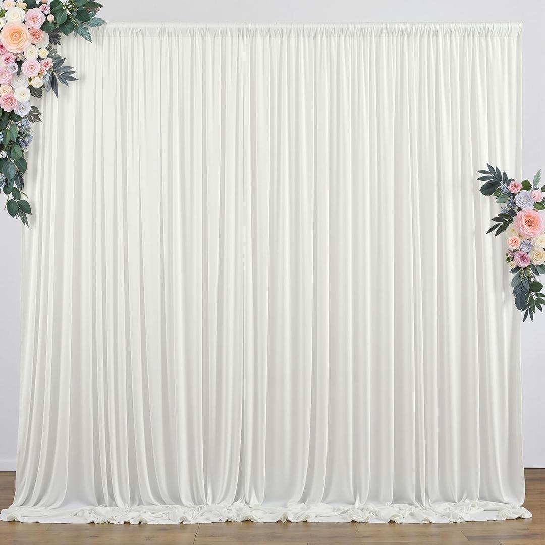 10 ft x 10 ft Wrinkle Free Ivory Backdrop Curtain for Wedding Parties, Polyester Ivory Photo Backdrop Drapes 2 Panels 5x10ft for Baby Shower Photoshoot Engagement Birthday Party Photography Background