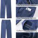 GRAPENT Wide Leg Jeans for Women High Waisted Flare Trendy Stretchy Denim Pants Duo Pockets Trouser Jeans (Blue, L)