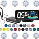 Backup Parktronic System Car Auto Vehicle Reverse with 8 Parking Sensors kit, LCD Display, Distance Detection (Meter/Foot Switchable), Buzzer Alarm and Voice Prompt FunctionWhite