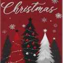 Merry Christmas Tree Red House Flag 28x40 Inch Double Sided Outside Winter Silver Snowflake Xmas Bells Seasonal Yard Outdoor Flag Banner for Garden Lawn Patio Holiday Decorations