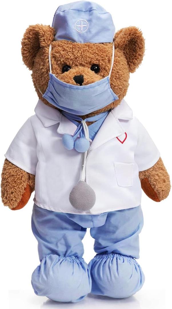 HollyHOME Doctor Bear Stuffed Animal Teddy Bear in Doctor Uniform Medical Gifts for Doctors Med School Students and Kids 16 inches